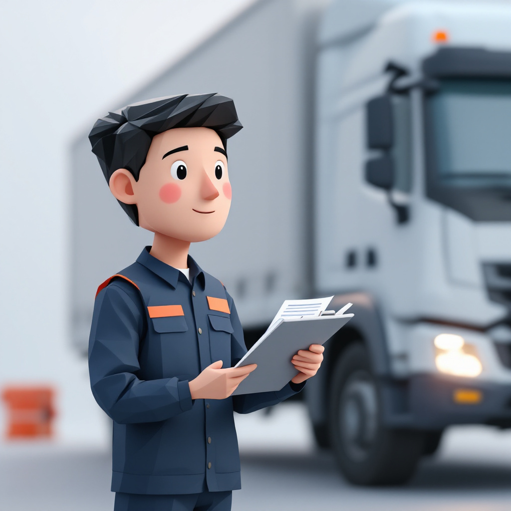 大型トラックドライバーのキャラクターイラスト